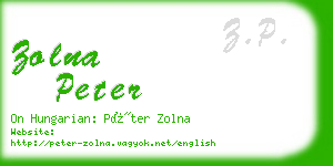 zolna peter business card